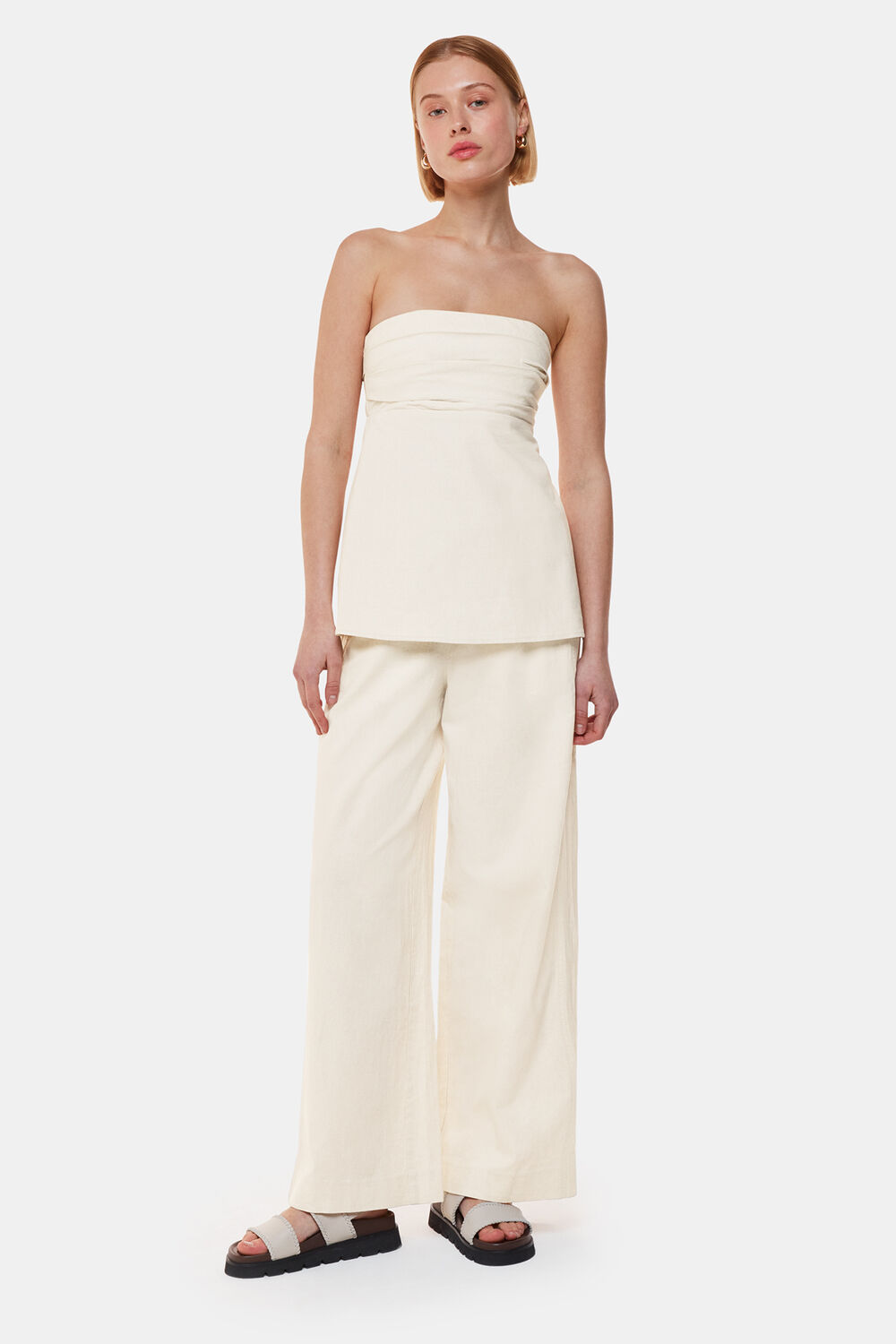 Oatmeal Lula Linen Blend Bandeau Top